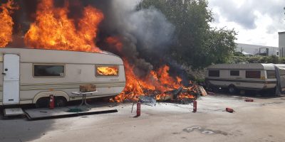 Bad Kreuznach: Wohnwagenbrand bei den Bastgässjern