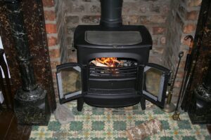 fireplace, wood burning stove, flame