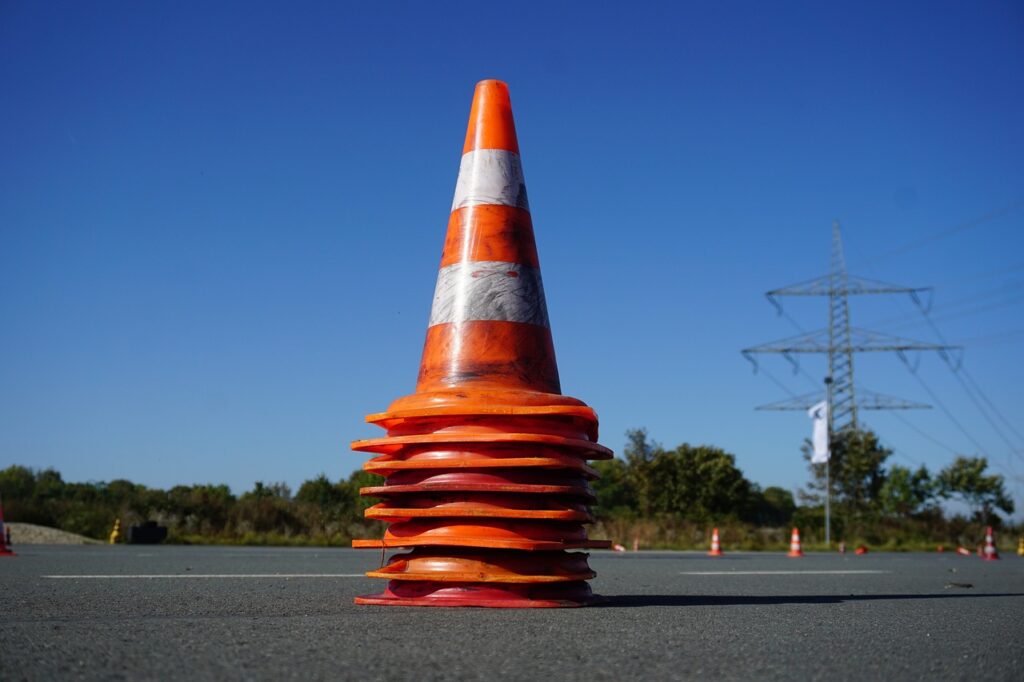 pylons, traffic cone, orange