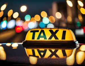 ai generated, car, vehicle, taxi, roof, sign, transport, city, nightlife, lights, taxi, taxi, taxi, taxi, taxi