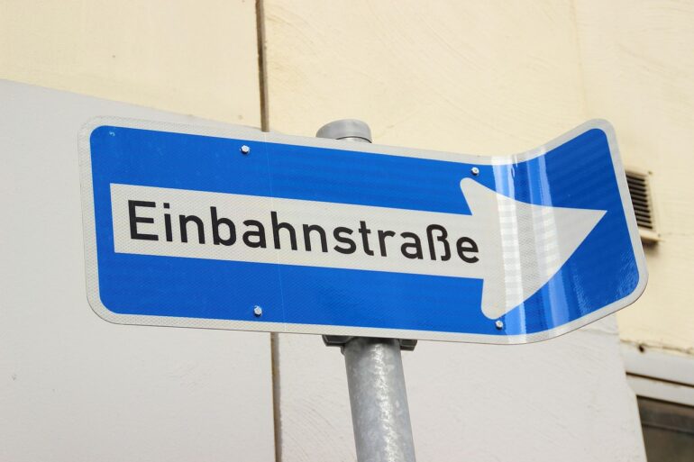 sign, one way street, direction, traffic signs, arrow, street sign, bent, traffic, traffic sign