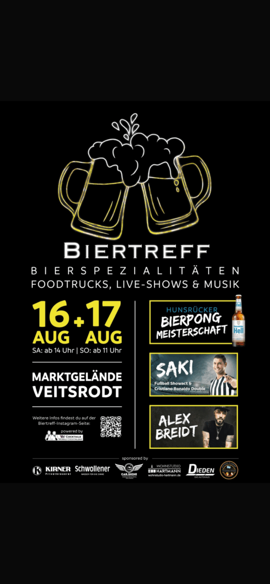  Wir laden dich herzlich ein zum Biertreff 2025 in Veitsrodt -  Nachrichten
