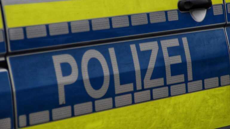 a close up of a police car door