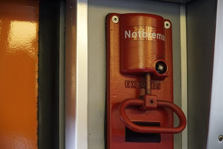 emergency, emergency brake, train, stop