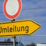 detour, construction site, barrier, delimitation, warning, road works, warning notice, yellow, lock, detour, detour, detour, detour, detour