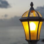 street lamp, ocean, nature, costa, light, lantern, reflection