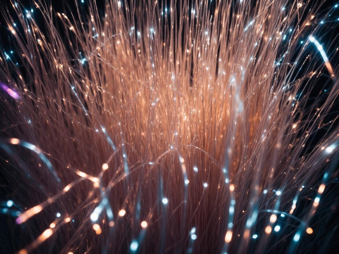 ai generated, fiber, cable, network, light, fibre optic, connection, display