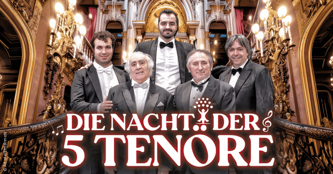 Die Nacht der 5 Tenöre kommt am 21. Januar 2026 in die Pauluskirche Bad Kreuznach.