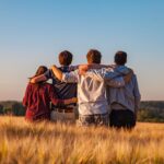 young people, nature, group, friends, friendship, together, summer, landscape, field, outdoors, youth, support, gang, teens, friendship day