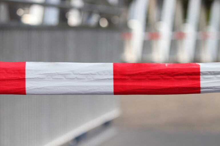 barrier tape, barrier, red white, locked, security, plastic tape, fluttering tape