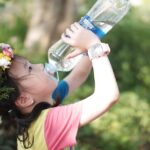 little girl, drinking water, nature, water, drink, bottle, outdoors, kid, child