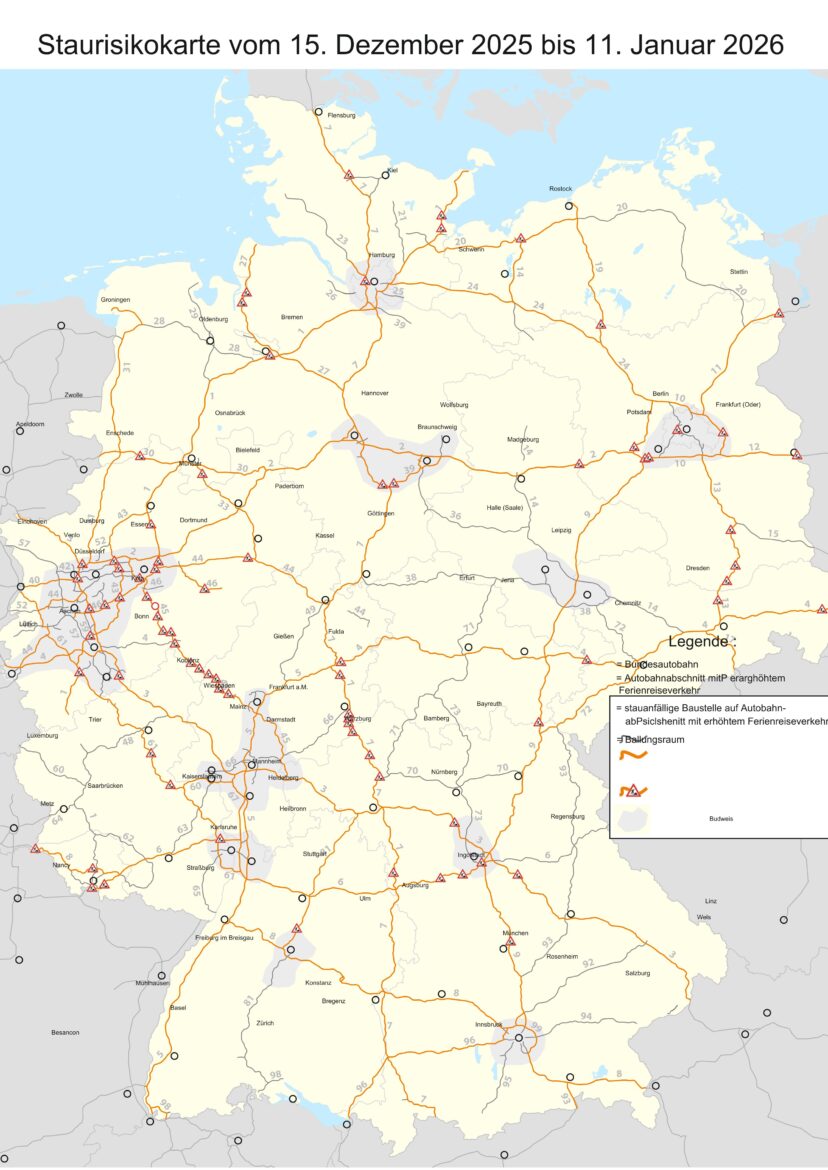  Hohes Verkehrsaufkommen zum Start der Weihnachtsferien auf den Autobahnen - Regional  Nachrichten