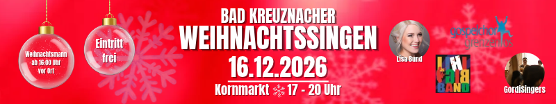 Bad Kreuznacher Weihnachtssingen 2026 auf dem Kornmarkt in Bad Kreuznach