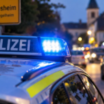 Symbolbild vom Ortsschild mit einem Polizeiwagen.