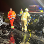 Schwerer Unfall kurz vor Feilbingert. Beide Fahrzeuge wurden schwer beschädigt und mussten abgeschleppt werden.